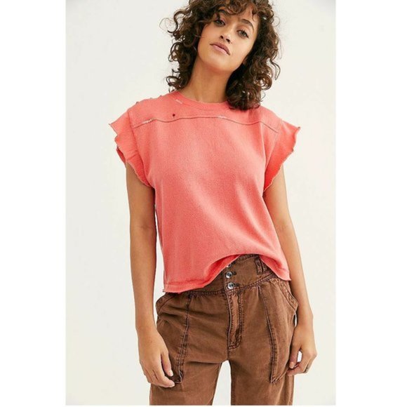 Free People Tops - Free People Womens Orange Warrior T-Shirt Medium